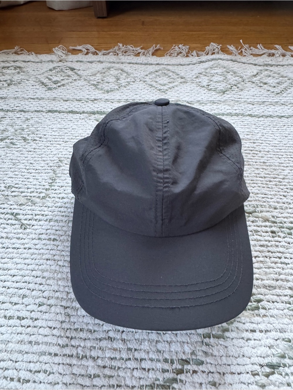 Charcoal Grey Lightweight Perforated Running Cap High Ponytail
